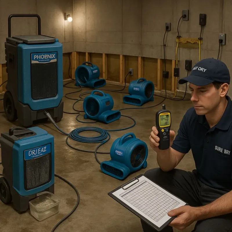Structural Drying and Dehumidification process in Pine, AZ